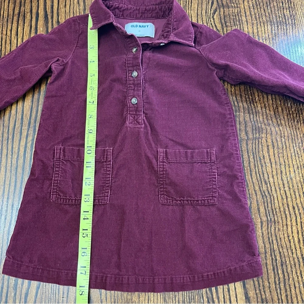 Old Navy Toddler Corduroy Shirt Dress Maroon Size 2T Christmas Holiday Sweet